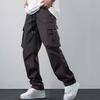 Мужские летние брюки с несколькими карманами, эластичным поясом на шнурке, свободные брюки-карго, однотонные уличные брюки для походов на свежем воздухе, кемпинга