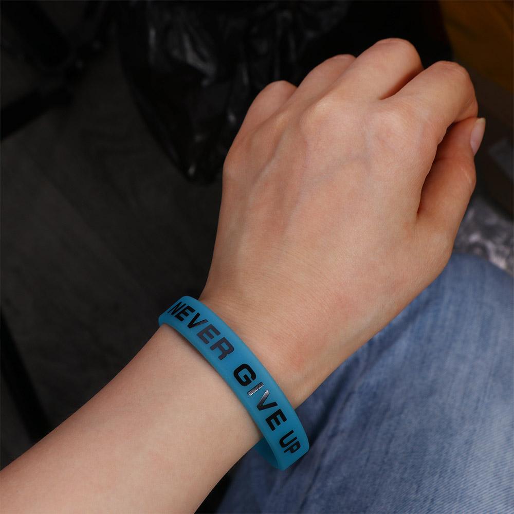 Women Men Basketball Wristband Luminous Rubber Bracelets Never Give Up Bracelet Silicone Sweat Band