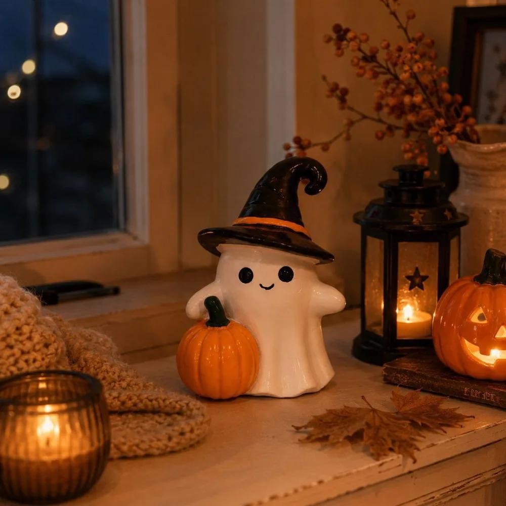 Xiaomi Halloween Ghost Resin Decoration Creative Cute Ghost Ornament for Desk Window Sill Bookshelf Halloween Quirky Soothing Trinket
