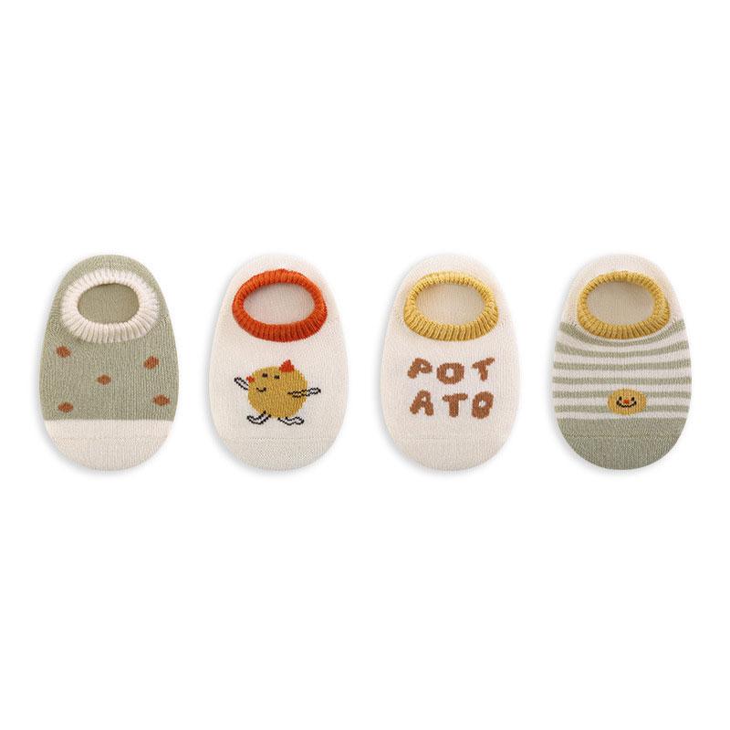 4 Pairs/Set Baby Socks Anti-slip Cartoon Cotton Socks For Girls And Boys Newborn Socks Spring Summer Kids Socks 0-8 Years Old