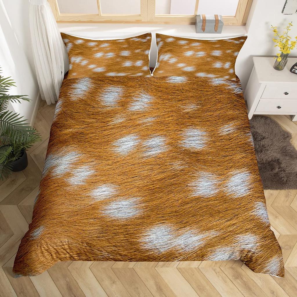 Animal Fur Pattern Duvet Cover Set Tiger Lion Cow Leopard Polyester Comforter Cover With Pillowcase King Queen Size Bedding Set