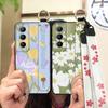 Phone Holder Durable Phone Case For Realme C65 Oil Painting Anti-dust Flower Silicone Shockproof Wristband Waterproof