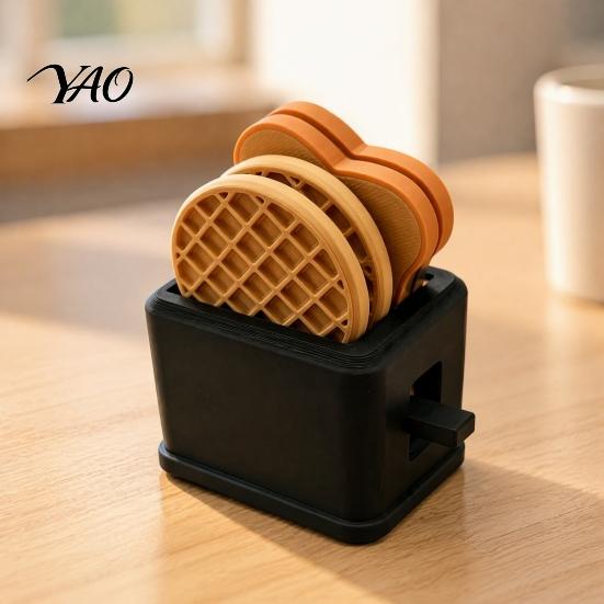 Decompression Gadget Stress Relief Catapult Toaster Toy, with Bread & Waffle Mini Toy Accessories, 3D Printed Food Ejector Toaster,