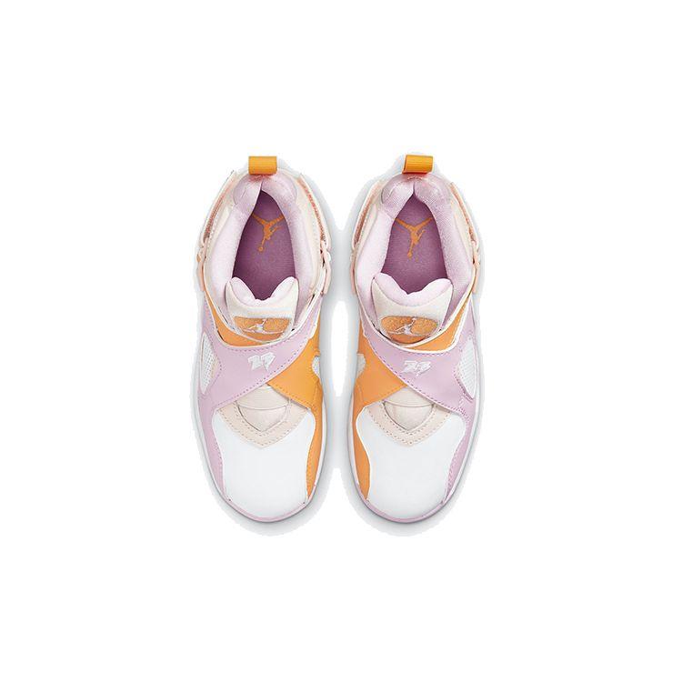 Air Jordan 8 Retro PS Light Arctic Pink Kids Sneakers Orange-Pearl White University-Gold 580529-816