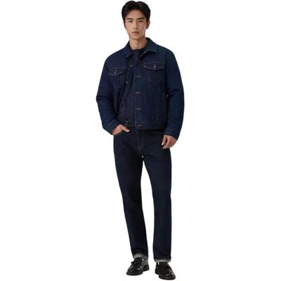 Levis Зимняя Теплая Темно-Синяя Винтажная Однотонная Классического Кроя С Длинным Рукавом Отложной Воротник Свободная Пуховая Куртка Мужская верхняя одежда 004ZA-0000