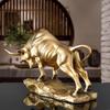 62KD Gold Cattle Figurine Cow Sculptures Gold Cow Decors Statue Figurines Desktop Ornament for Bookshelfs Cabinet Home Decors