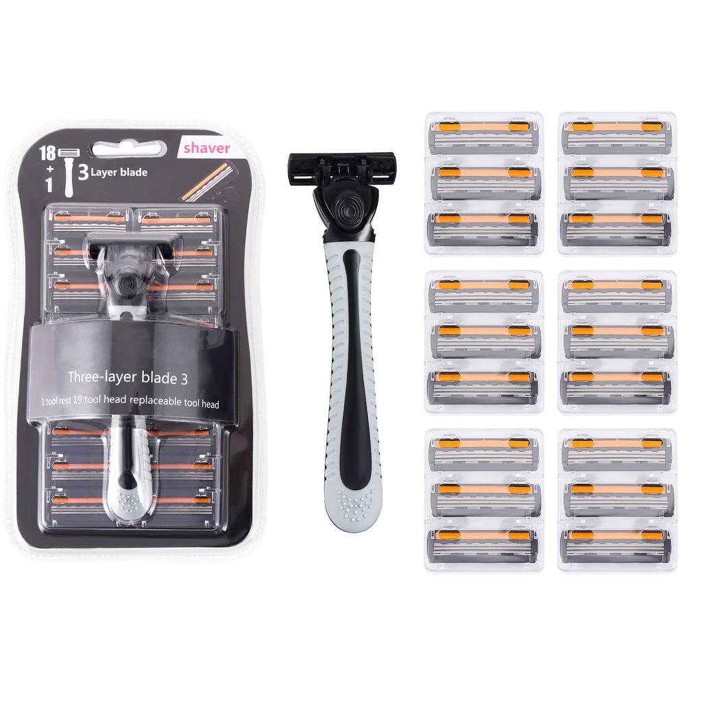 Бритва мужская бритва с тремя слоями лезвий из нержавеющей стали многоразовая бритва для удаления волос старого стиля со смазывающей полоской ручная бритва