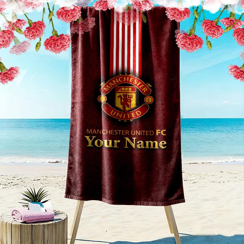 Manchester United F Custom Name Print Beach Towel, Large Soft Quick Dry Towel for Beach Camping Swimming