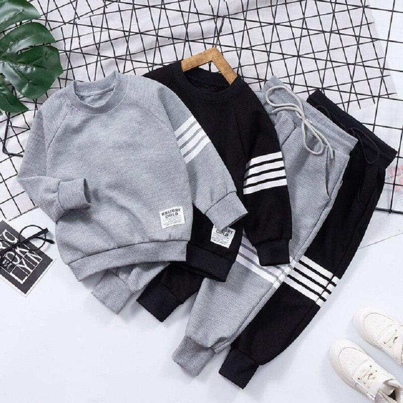 Autumn Winter Spring Boy Sportswear Cotton Long Sleeve Kid Clothing Sets Children Sweater Hoodies Boy Overall 2 3 4 5 6 7 8 Year