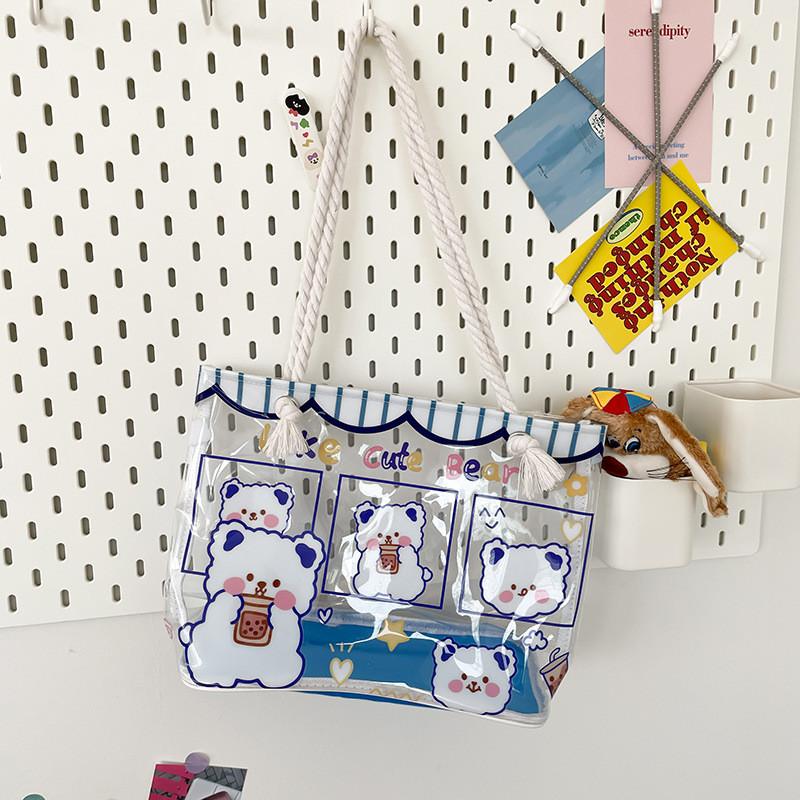 Pvc Jelly Beach Bag With Cartoon Girl Print For Summer Casual Wear