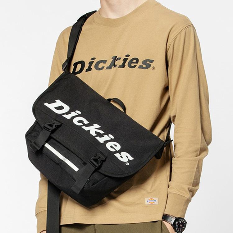 Dickies Solid Color Double Buckle Polyester Messenger Bag Unisex Shoulder Bag Black 191U90LBB49BK02