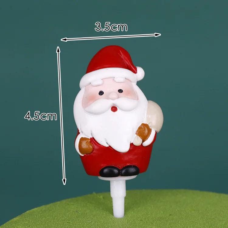 Christmas Cake Toppers Resin Santa Claus Cake Decor Xmas Small House Cupcake Dec Merry Christmas Decor For Home Happy New Year