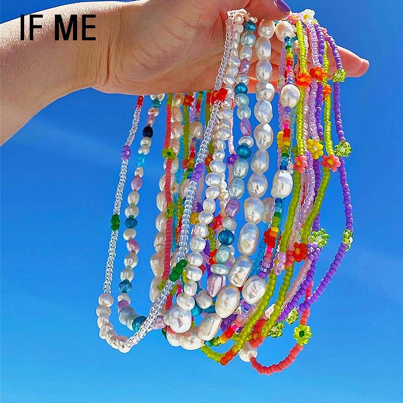 iF ME Ожерелье ярких цветов, цепочка из бисера, подарок для женщин, кулон с замком в виде звезды и Луны, ювелирное изделие, трендовое вечерние, креативное колье