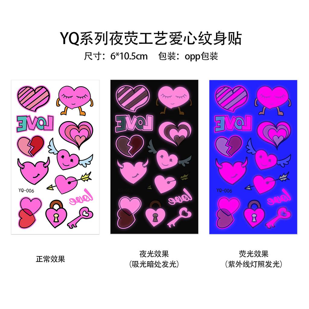 День святого Валентина Светящаяся пудра Татуировка Наклейка Ночной клуб Бар Музыкальный фестиваль Вечеринка Мужская и женская Флуоресцентная Татуировка Наклейка