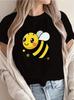 1pc Love Cartoon Bee Printed Breathable Round Neck Tshirt  Summer Round Short Sleeves for Both Men and Women