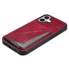 For iPhone 17 Case with Card Holder Leather+PC+TPU Crocodile Textured Back Cover