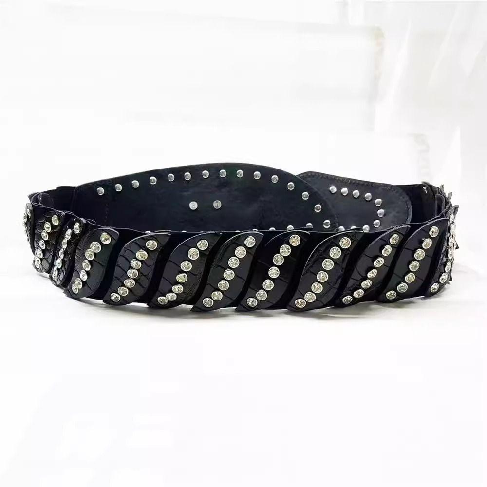 Waist Closure Waist Corset Belts Shiny Wide Rhinestone Belt Elegant Elastic Cummerbunds Girl