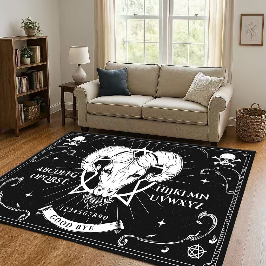 HD Retro Witch Spirit Ouija Board Art Living Room Non-Slip Area Rug Carpet for Bedroom Kids Playroom Sofa,Home Decor Doormat