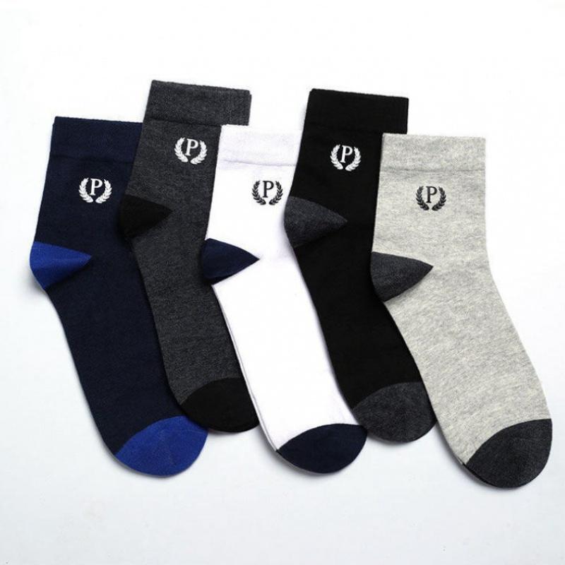 Мужские антибактериальные носки до середины икры, осенние и зимние, нескользящие, с буквами, дышащие, спортивные носки