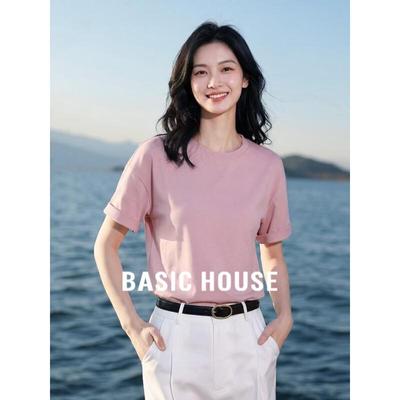 Базовая женская футболка Basic House из чистого хлопка с круглым вырезом