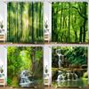 Modern 3D Printing Forest Shower Curtain Green Plant Tree Landscape Bath Curtain With Hooks For Bathroom Waterproof Scenery