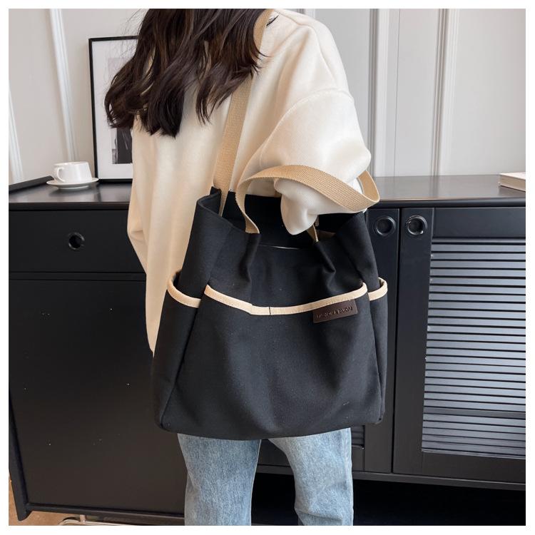 Большая вместительная холщовая сумка-тоут, женская сумка, студенческая сумка через плечо для студентов колледжа