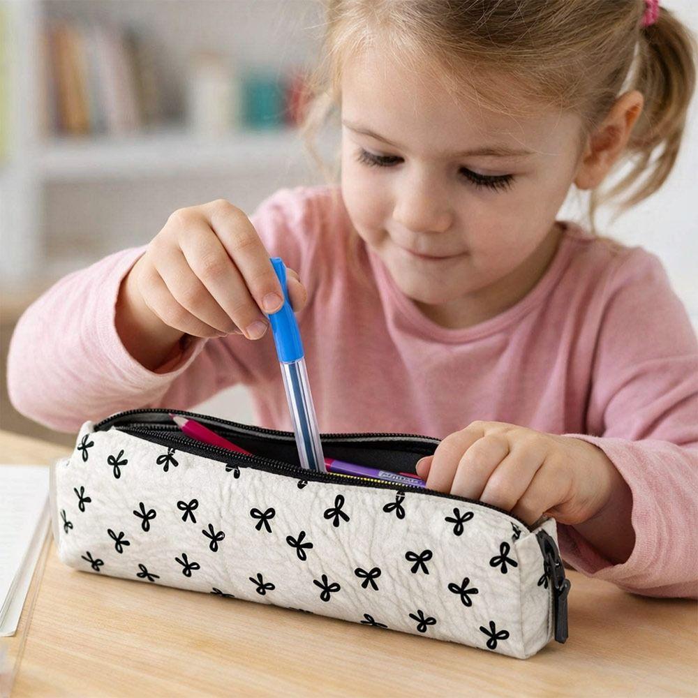 Portable Bowknot Pen Bag Zipper Closure Pencil Pouch New Pencil Case School Supplies