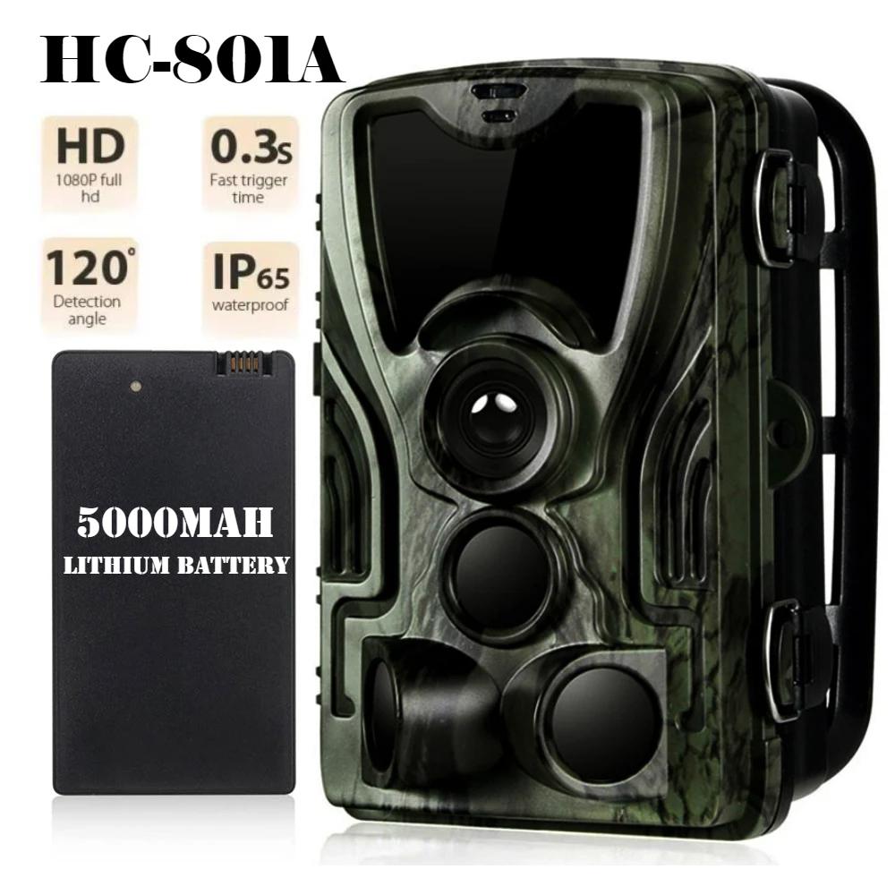 HC-801A камера для охоты с литиевой батареей 5000 мАч, ночное видение, 16 МП, водонепроницаемая камера для слежения за дикой природой, фотоловушки 0,3 с, 940 нм
