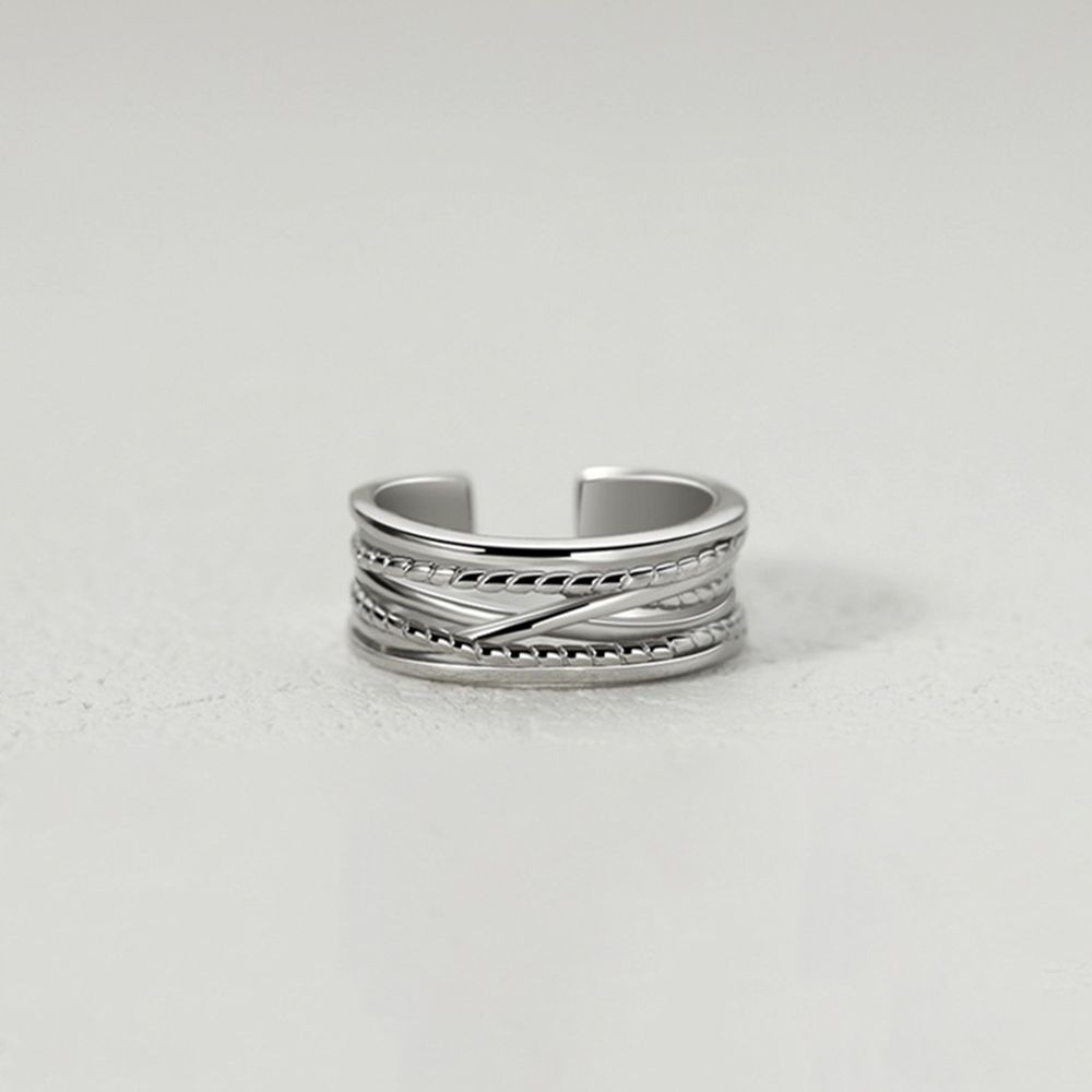 Day Gift Personality Korean Style Jewelry Men Geometric Ring Punk Finger Buckle Line Ring