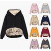 Warm Winter Coat for Women Thick Wool Hooded Jacket with Fur Lining Sweatshirt Top