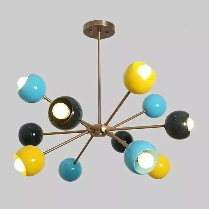 Mid Century Modern Brass 12 Lights Sputnik Chandelier Stilnovo Style Light