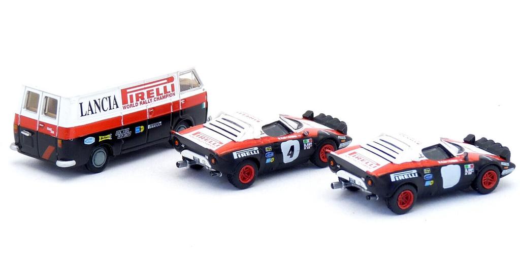 Brekina Lancia Stratos HF 238 Фургон 1974 Pirelli Набор из 3 Lancia Stratos Литой металл Масштаб HO 1/87 Ралли/Автомобили Fiat,