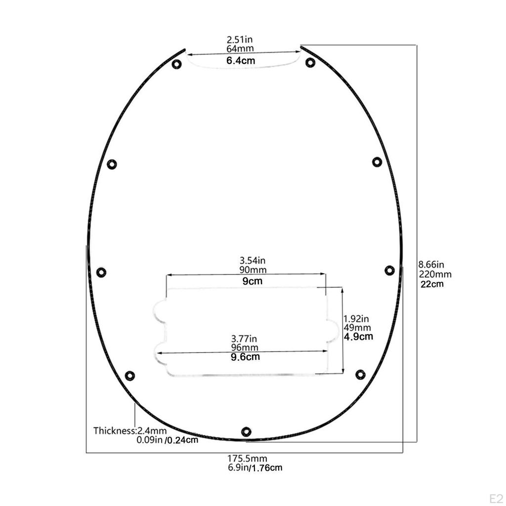 Накладка пикгарда для бас-гитары 9 отверстий Аксессуар для инструмента 4-струнные бас-гитары Пик Белый
