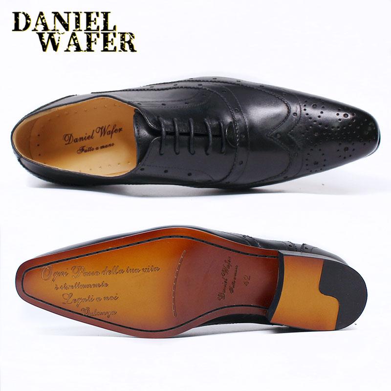 Мода Мужская Мода Оксфорды Черные Красные Заостренный Мысок Дерби На Шнуровке Формальные Кожаные Туфли для Офиса Свадебное Платье Роскошь