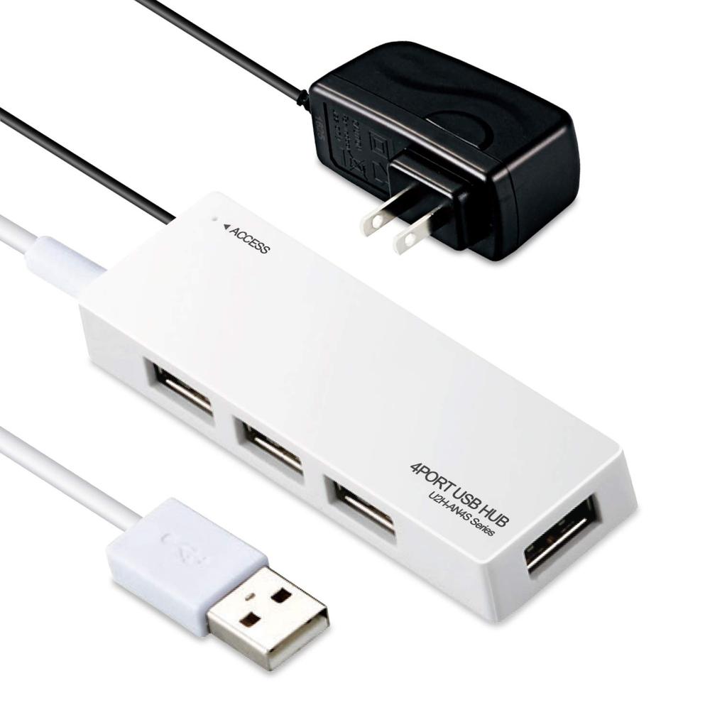 ELECOM USB 4 Адаптер переменного тока Nintendo Switch Работа и другие ноутбуки Белый 2.0 Хаб, Порты, В комплекте, Само/Шинное питание Совместимо, Подтверждено,
