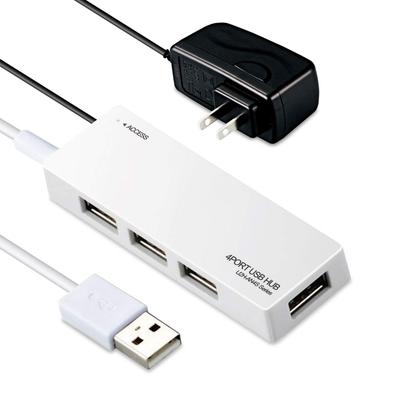 ELECOM USB 4 Адаптер переменного тока Nintendo Switch Работа и другие ноутбуки Белый 2.0 Хаб, Порты, В комплекте, Само/Шинное питание Совместимо, Подтверждено,