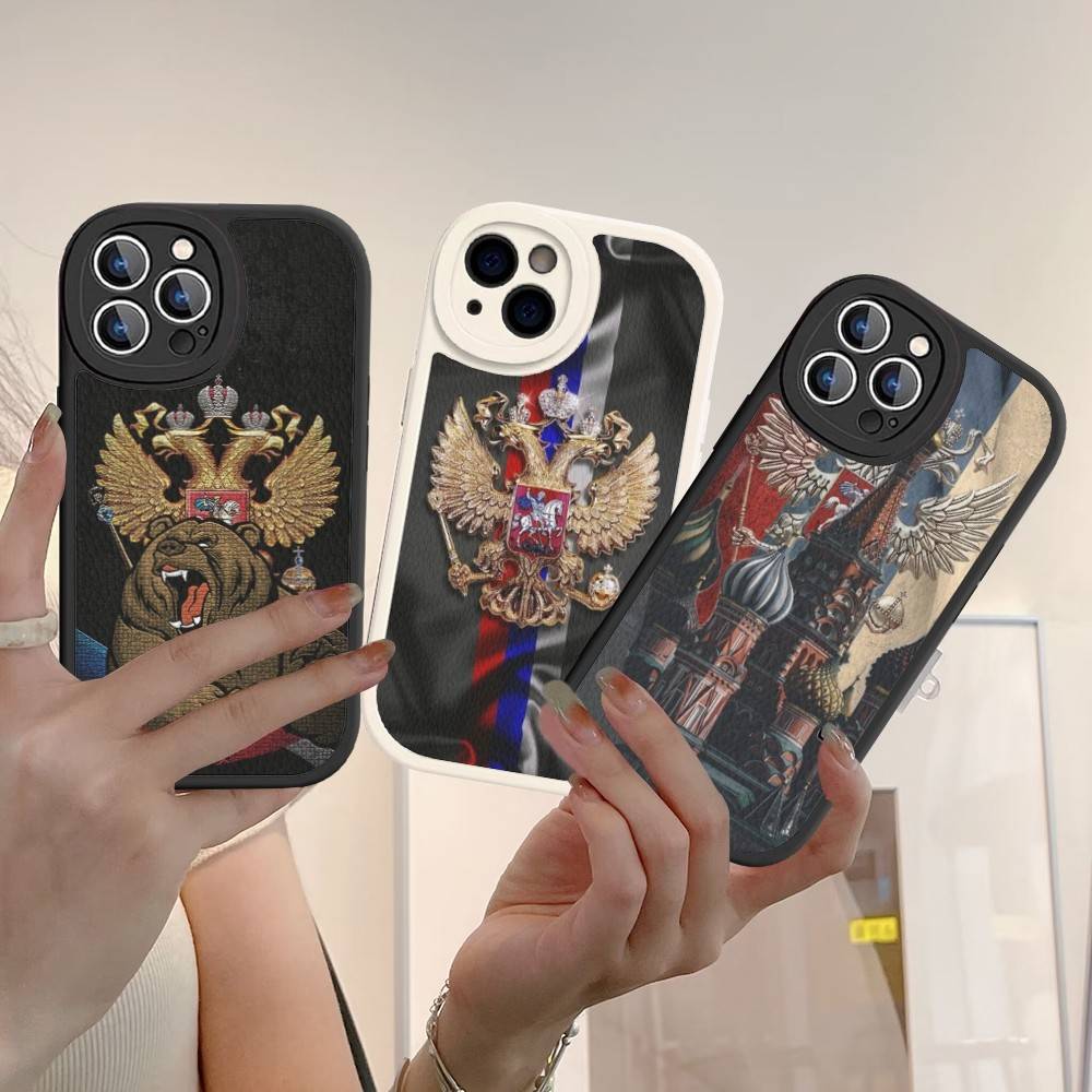 Популярный Флаг России Чехол для Телефона Для IPhone 11 12 13 14 15 16 Pro Max Mini Plus Мягкий Кожаный Чехол