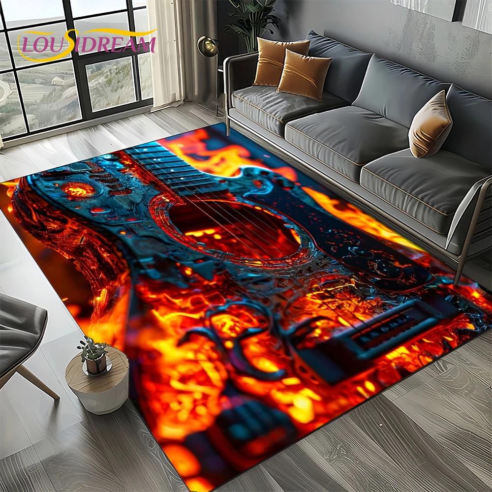 27 Style New Skull Electric Guitar Classical Guitar Carpet Rug for Living Room Bedroom Home Sofa,kid Area Rug Non-slip Floor Mat