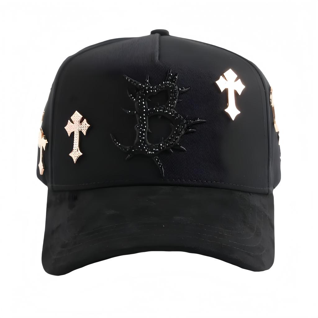 High Quality 5-Panel Curved Brim Baseball Cap with Rhinestone Embellishments Terry Fabric Dobby Style-Sporty Unisex Adult Hat