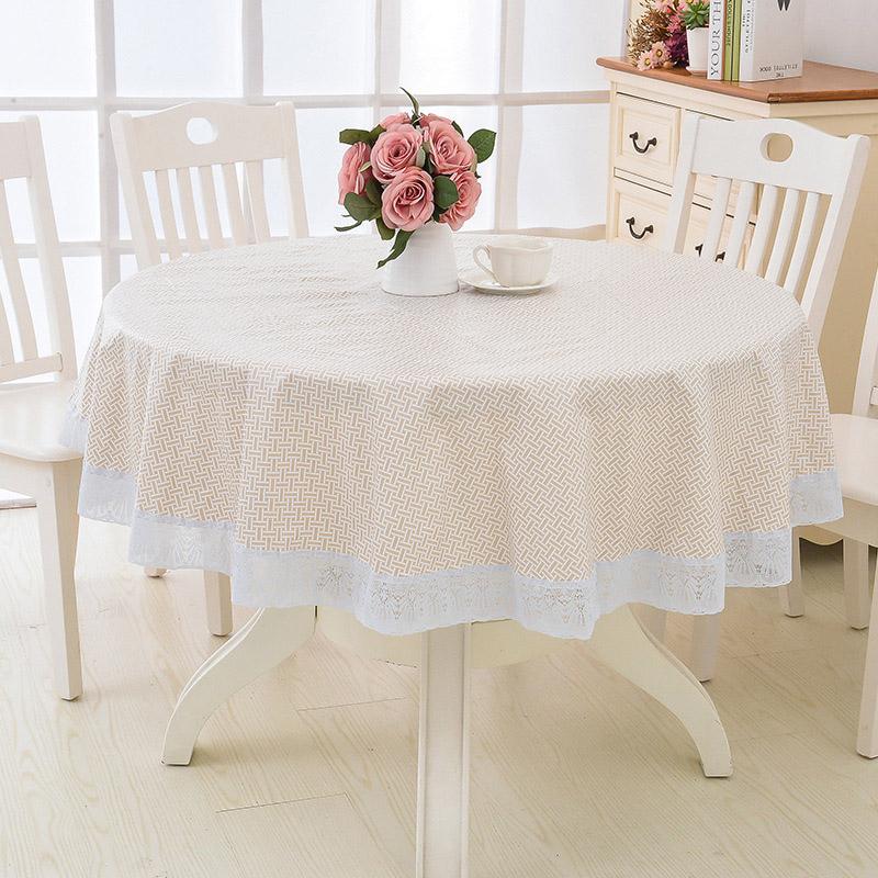 1PC Picnic Blanket Lace Table Nappe Party Decor Table Cover Oil-proof Tablecloth Round PVC Printing Mantel Mesa Waterproof