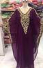 WINE Stylish Kaftan Dress Moroccan Dubai New Fancy Long Gown Farasha Abaya Eid