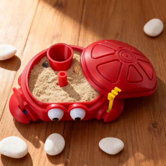 Mini Crab Sandbox with Lid Summer Indoor Outdoor Cartoon Crab Sand Storage Box Ornament Stress Relief Sand Container Beach Toy