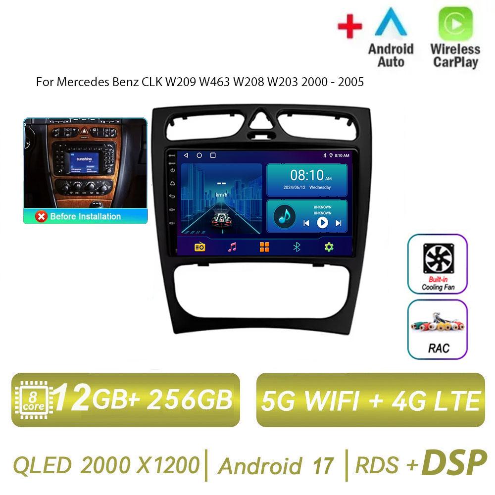 Autoradio Android 17 pour Mercedes Benz CLK W209 W463 W208 W203 2000 - 2005, lecteur multimédia Carplay Auto, WiFi+4G, 8 cœurs, stéréo