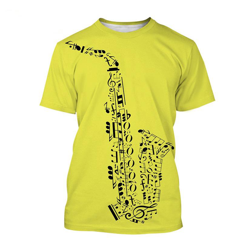 Saxophone Series 3D Printed Men's Casual Short Sleeved T-shirt Sportwear Men T-shirts