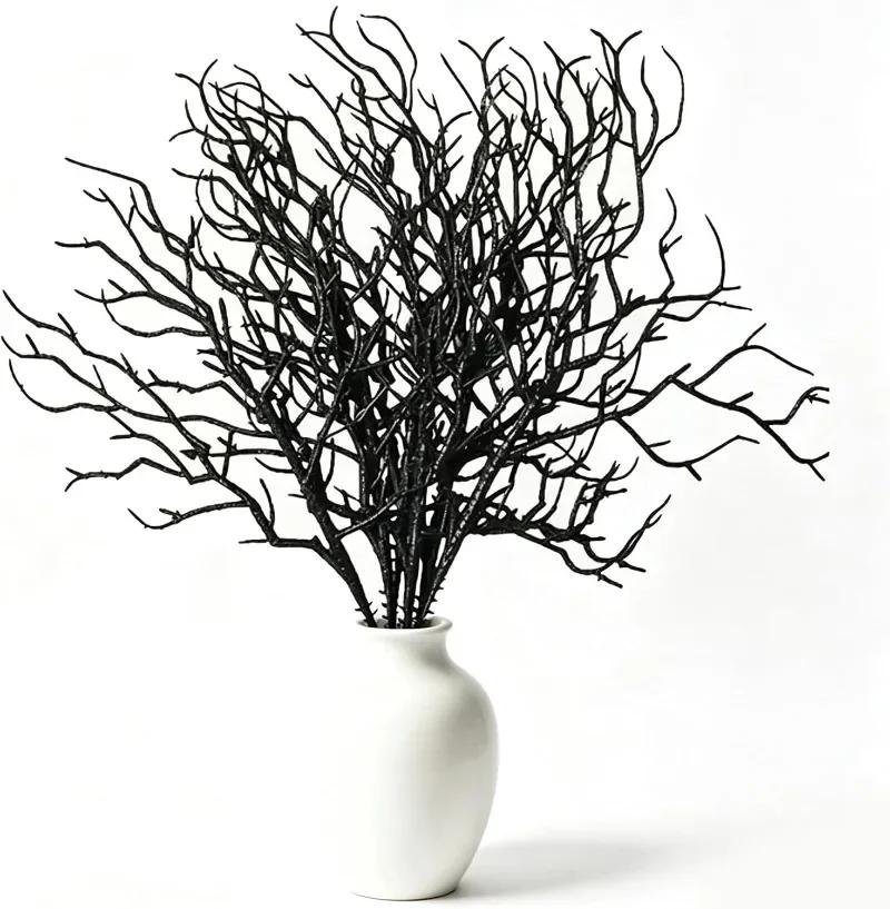 Artificial Halloween Black Branches Halloween Simulate Dried Branch Vase Fake Leaves Stem Plant Decor Haunted House Party Supply