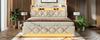 Upholstered double bed 140*190, headboard USB & Type C port, 360 surround LED around head & foot, hydraulic storage, beige, linen(without mattress)