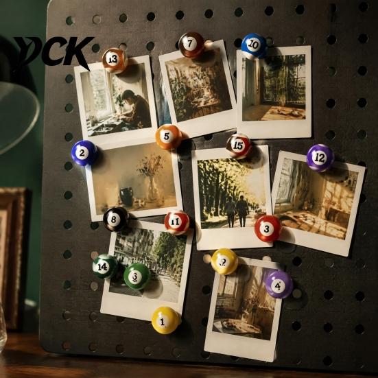 Resin Fridge Magnet 15Pcs/Set Mini Billiard Ball Magnet, 3D Pool Memo Kitchen Magnets Decoration Note Photo Holder, Decorative for Whiteboard