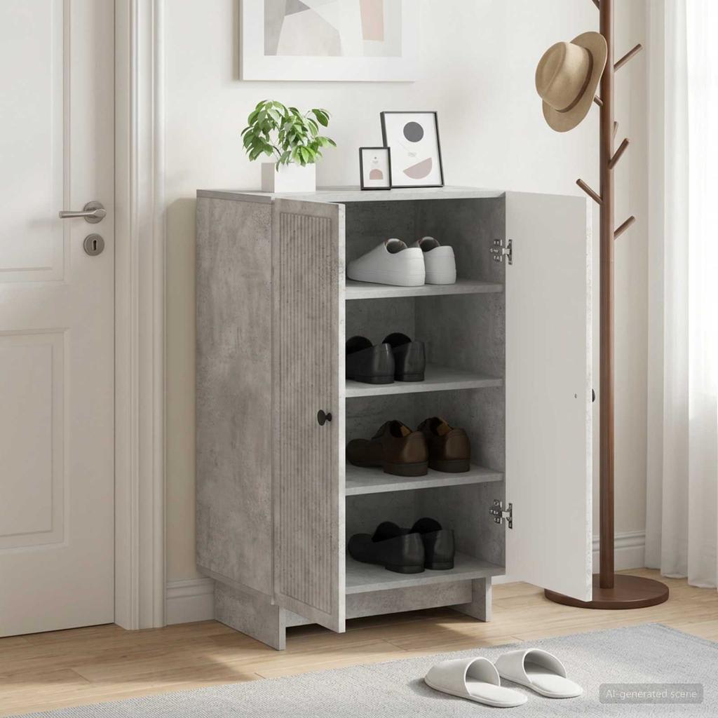 Shoe Cabinet EDE 59.5 x 39.5 x 90 cm Engineered Wood Concrete Grey