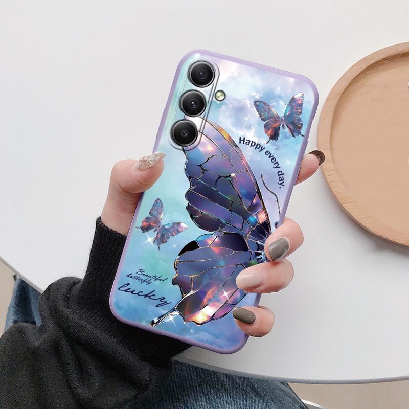 Мягкий силиконовый чехол Butterfly Cat для Xiaomi Redmi Note 13 Pro 13C 14 Samsung A35 A55 M35 S24 Huawei Honor 200 iPhone Camera Защитный противоударный чехол