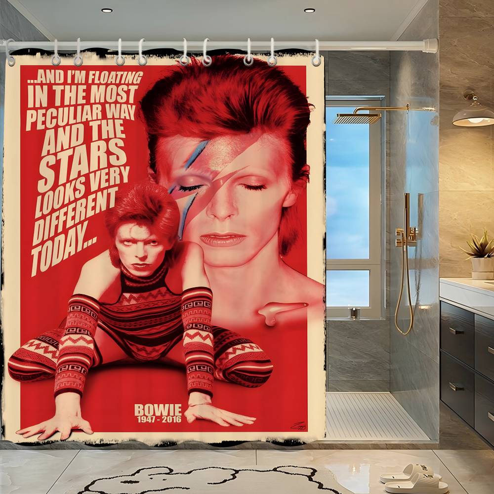 British Rock Singer D-David_B-Bowie Funny And Creative Beach Shower Curtain Waterproof Polyester Bath Curtains For Bathroom